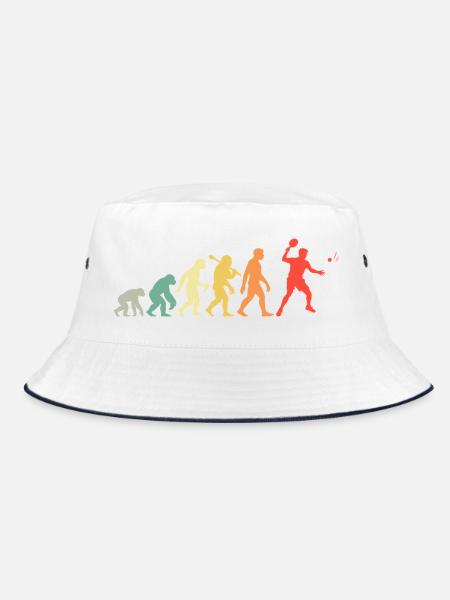 Retro Tischtennis Evolution für Ping-Pong-Spieler - Bucket Hat - Weiß/Navy
