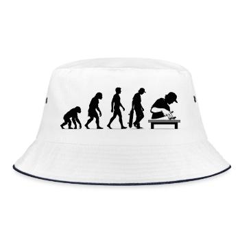  Evolution Fingerboards Fingerboarding Skateboard - Bucket Hat - Weiß/Navy - Vorne