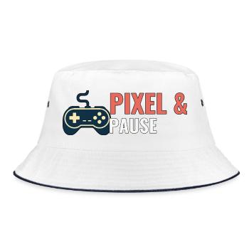 Pixel & Pause. - Bucket Hat - Weiß/Navy - Vorne