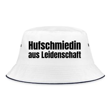 Hufschmiedin aus Leidenschaft Pferde Geschenk - Bucket Hat - Weiß/Navy - Vorne