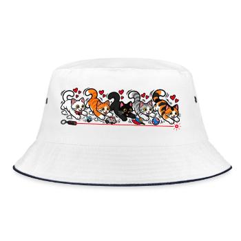 Katzenrennen – Fang den roten Punkt! - Bucket Hat - Weiß/Navy - Vorne
