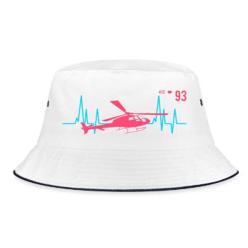 Hubschrauber Herzschlag Ekg Pilot - Bucket Hat - Weiß/Navy - Vorne