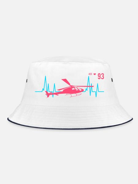 Hubschrauber Herzschlag Ekg Pilot - Bucket Hat - Weiß/Navy