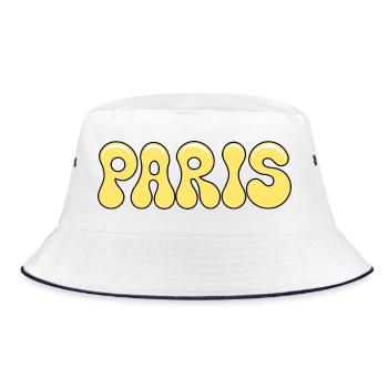 Retro Yellow Bubble Wetten - Bucket Hat - Weiß/Navy - Vorne