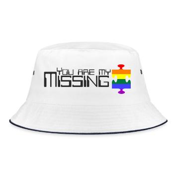 Du bist mein fehlendes Puzzleteil [Regenbogen] - Bucket Hat - Weiß/Navy - Vorne