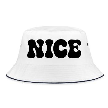 Schöne Blob-Schriftart Schwarz - Bucket Hat - Weiß/Navy - Vorne