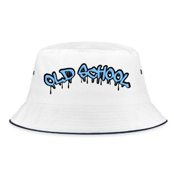 Old School Graffiti Stil - Bucket Hat - Weiß/Navy - Vorne