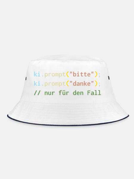 ki.prompt("bitte") – Höflich zur KI - Bucket Hat - Weiß/Navy