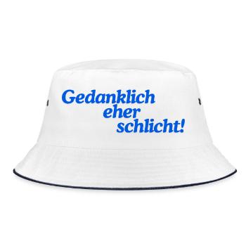 Gedanklich eher schlicht! - Bucket Hat - Weiß/Navy - Vorne