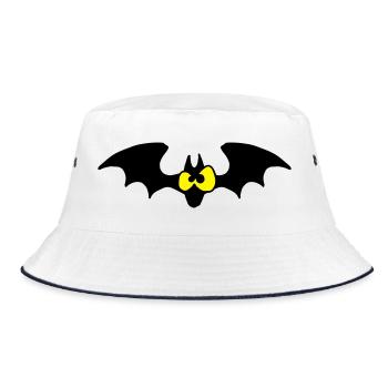 Fledermaus - Bucket Hat - Weiß/Navy - Vorne