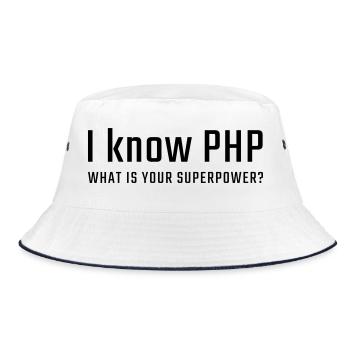 I know PHP - Bucket Hat - white/navy - Front