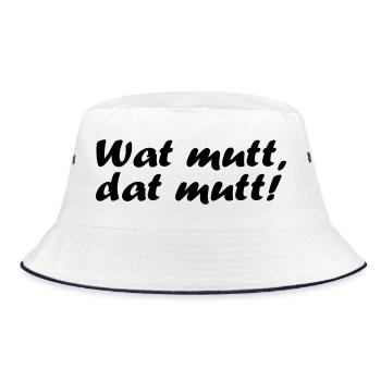 Wat mutt, dat mutt! - Bucket Hat - Weiß/Navy - Vorne