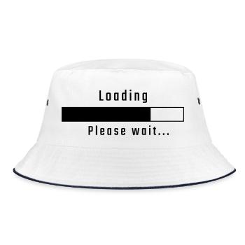 Laden - bitte warten - Bucket Hat - Weiß/Navy - Vorne