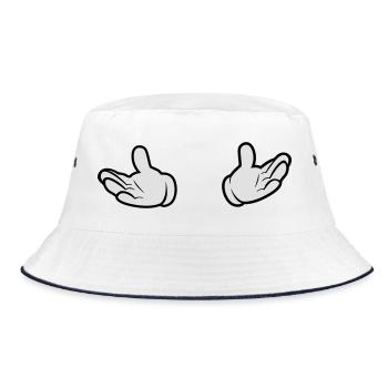 Comic Hände - offen - Bucket Hat - Weiß/Navy - Vorne