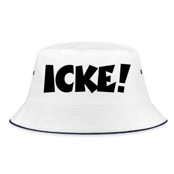 Lustige Berlinsprüche: ICKE! - Bucket Hat - Weiß/Navy - Vorne
