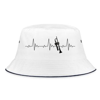 Trumpet heartbeat frequency pulse ECG - Bucket Hat - white/navy - Front