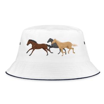 Three Horses - Bucket Hat - Weiß/Navy - Vorne