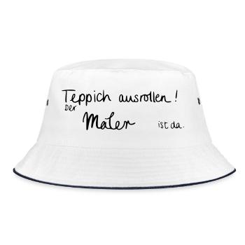 Teppich ausrollen! Der Maler ist da. - Bucket Hat - Weiß/Navy - Vorne