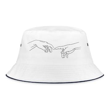 Hand of God Hand Gottes Hände Finger Michelangelo - Bucket Hat - Weiß/Navy - Vorne