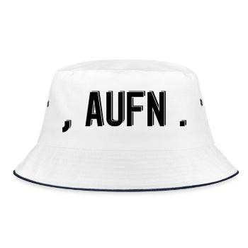 komma aufn punkt Spruch Schrift - Bucket Hat - Weiß/Navy - Vorne