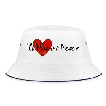 It's Now or Never | Song Shirt - Bucket Hat - white/navy - Front