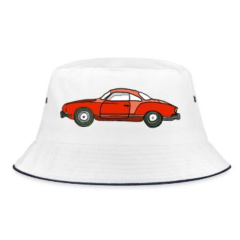 Roter Oldtimer Seitenansicht - Bucket Hat - Weiß/Navy - Vorne