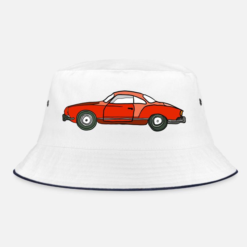Roter Oldtimer Seitenansicht - Bucket Hat - Weiß/Navy