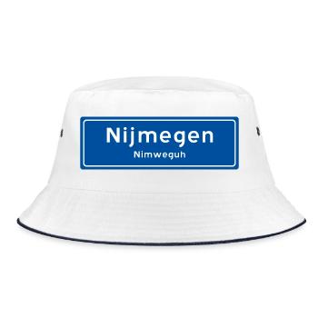 Nijmegen place name sign - Bucket Hat - white/navy - Front