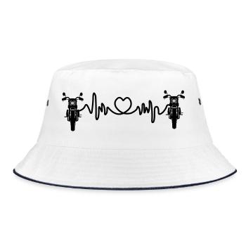 Motorische Frontansicht Cardio-Herzfrequenz 2 - Bucket Hat - Weiß/Navy - Vorne