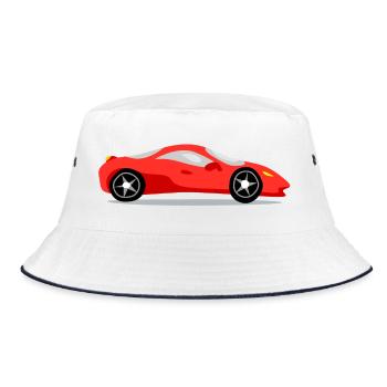 Red sports car - Bucket Hat - white/navy - Front