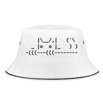 cute ascii cat - cute ascii cat - Bucket Hat - white/navy - Front