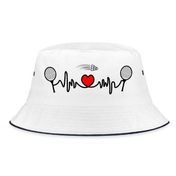 Badminton cardio heart - Bucket Hat - white/navy - Front