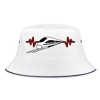 Heartbeat with train - railway worker, train driver design - Bucket Hat - white/navy - Front