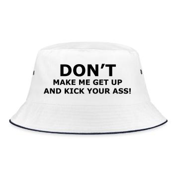 Zwinge mich nicht, dir als Rollstuhlfahrer in den Arsch zu treten* - Bucket Hat - Weiß/Navy - Vorne