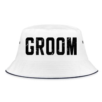 Bräutigam Cool Matching Paar Hochzeitsfeier Hochzeit - Bucket Hat - Weiß/Navy - Vorne