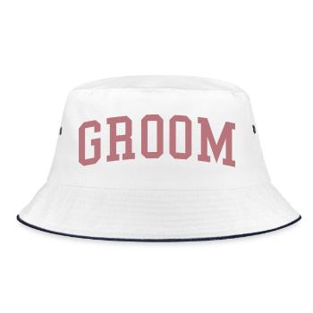 Bräutigam Cool Matching Paar Hochzeitsfeier Hochzeit - Bucket Hat - Weiß/Navy - Vorne