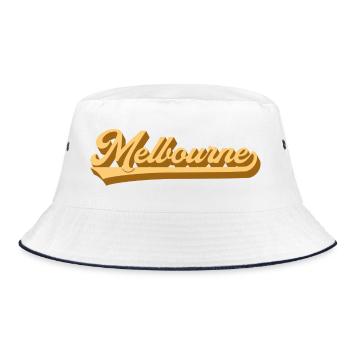 Melbourne Gold Retro Font - Bucket Hat - white/navy - Front