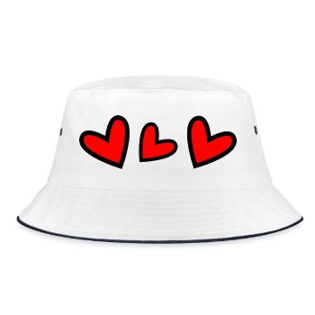 HERZ. HERZ. HEILIGER VALENTINSTAG. LIEBE. LIEBE. PAAR. - Bucket Hat - Weiß/Navy - Vorne