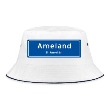 Ameland place name sign - Bucket Hat - white/navy - Front