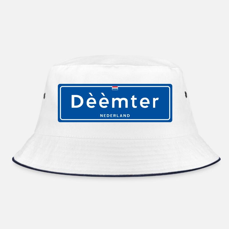Panneau de nom de lieu Dèèèmter (Deventer) - Bob - blanc/marine