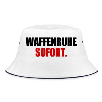 waffenruhe sofort - Bucket Hat - Weiß/Navy - Vorne