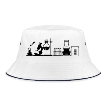 Laboratoire avec bocaux, microscope et tubes - Bob - blanc/marine - Devant