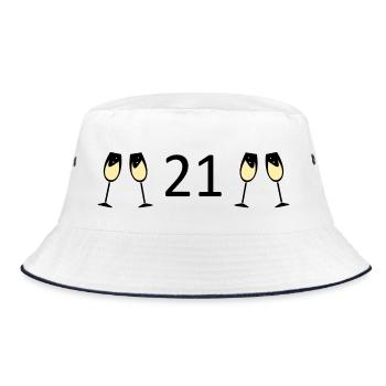 21st Birthday 21 Years Anniversary 21 Years Number 21 - Bucket Hat - white/navy - Front