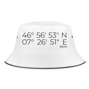 Koordinaten Bern - Bucket Hat - Weiß/Navy - Vorne