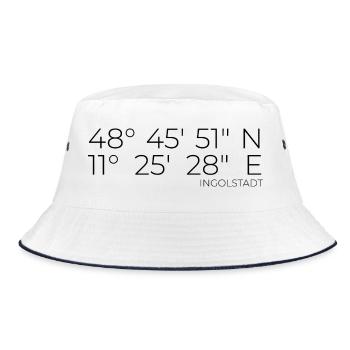 Koordinaten Ingolstadt - Bucket Hat - Weiß/Navy - Vorne