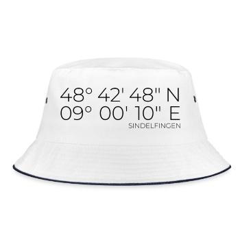 Koordinaten Sindelfingen - Bucket Hat - Weiß/Navy - Vorne