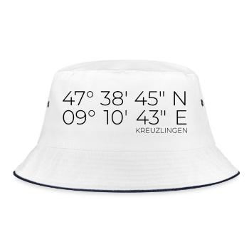 Koordinaten Kreuzlingen Schweiz - Bucket Hat - Weiß/Navy - Vorne
