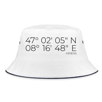 Koordinaten Kriens Luzern Schweiz - Bucket Hat - Weiß/Navy - Vorne