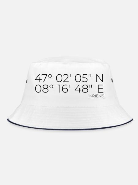 Koordinaten Kriens Luzern Schweiz - Bucket Hat - Weiß/Navy - Vorne