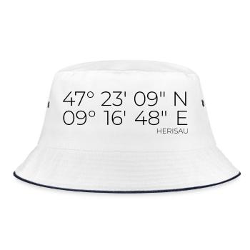 Koordinaten Herisau Appenzell Ausserrhoden - Bucket Hat - Weiß/Navy - Vorne